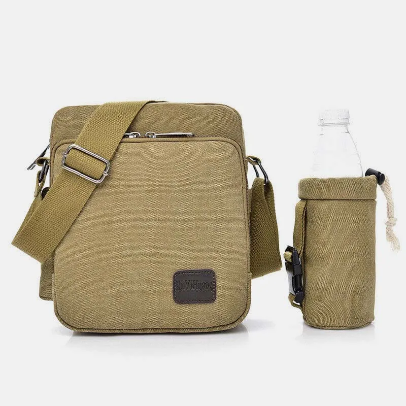 Vintage Canvas Crossbody Bag for Men Multifunctional Daypack Shoulder Bag