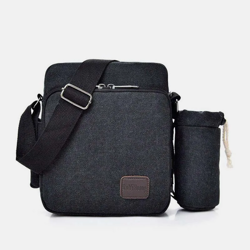 Vintage Canvas Crossbody Bag for Men Multifunctional Daypack Shoulder Bag