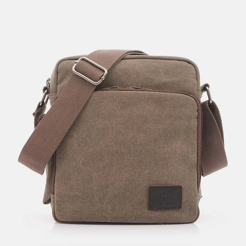 Vintage Canvas Mini Crossbody Shoulder Bag Men Small Purses with Multi-Slot