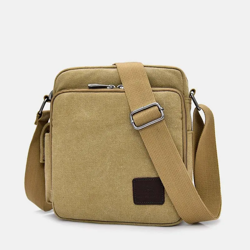 Vintage Canvas Mini Crossbody Shoulder Bag Men Small Purses with Multi-Slot