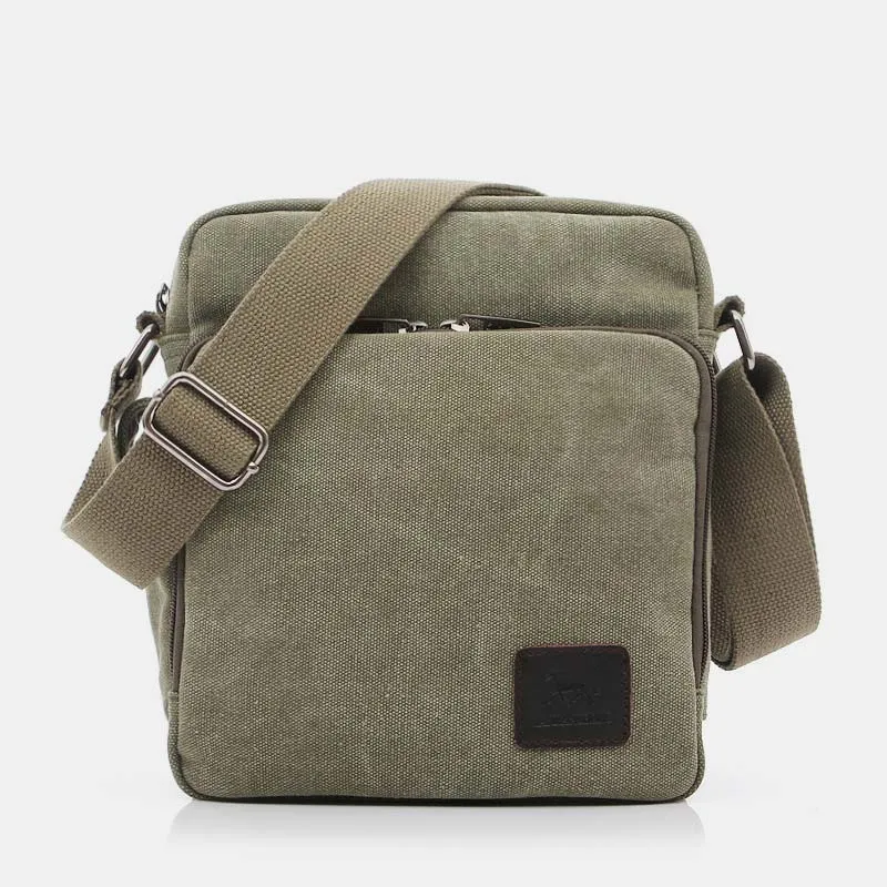 Vintage Canvas Mini Crossbody Shoulder Bag Men Small Purses with Multi-Slot