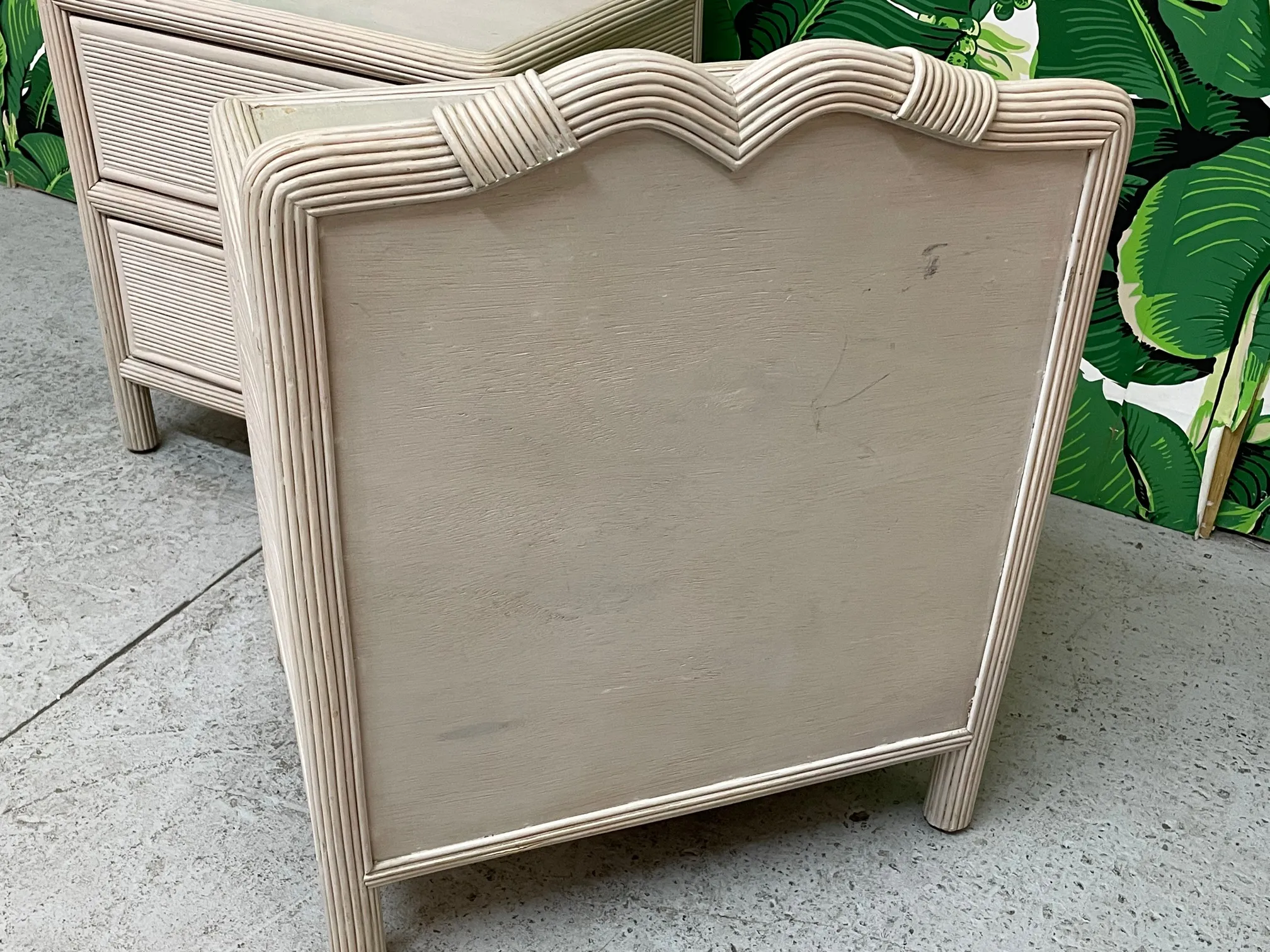 Vintage Pencil Reed Rattan Nightstands, a Pair