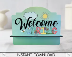 Welcome Spring Cookbook / Tablet Stand PNG for Sublimation Design, Digital Download