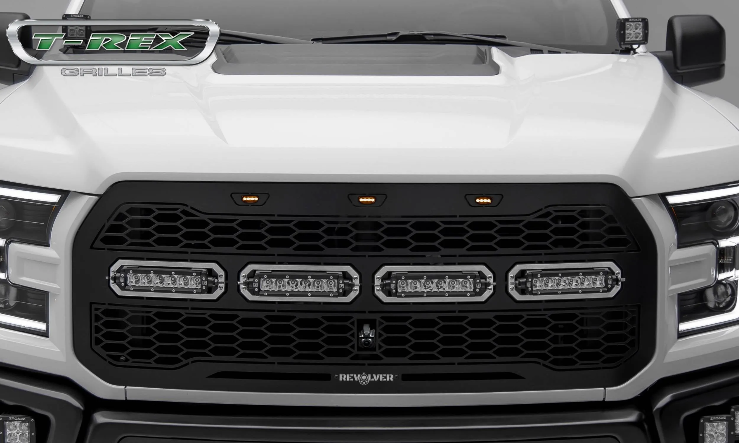 ZROADZ T-Rex Revolver Front Grille & LED Light Bars - 2017  Raptor