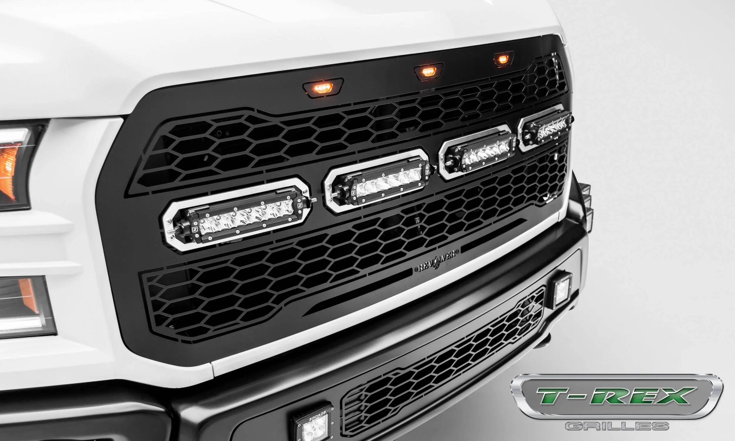 ZROADZ T-Rex Revolver Front Grille & LED Light Bars - 2017  Raptor
